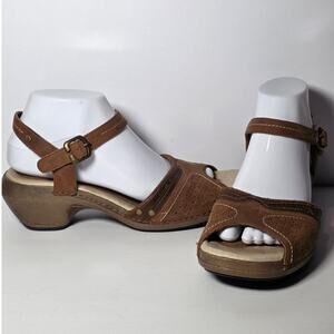 Merrell Brown/Coffee Leather Sandals Luxe Strap Bagpipe Sz 8 Slingback Open Toe